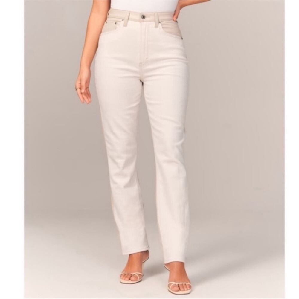 Abercrombie & Fitch Curve Love Jean Vegan Leather Ultra High Rise Straight 33
